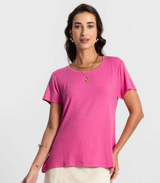 Blusa Feminina manga Curta KO Rosa