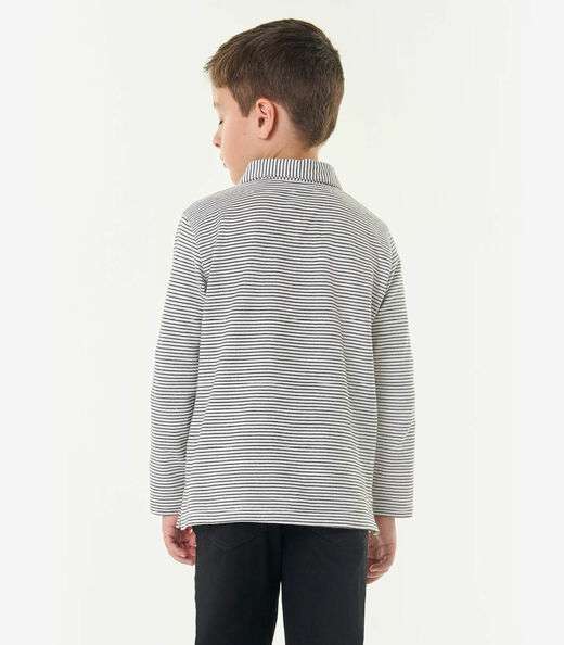 Camisa Listrada Infantil Manga Longa Trick Nick Bege