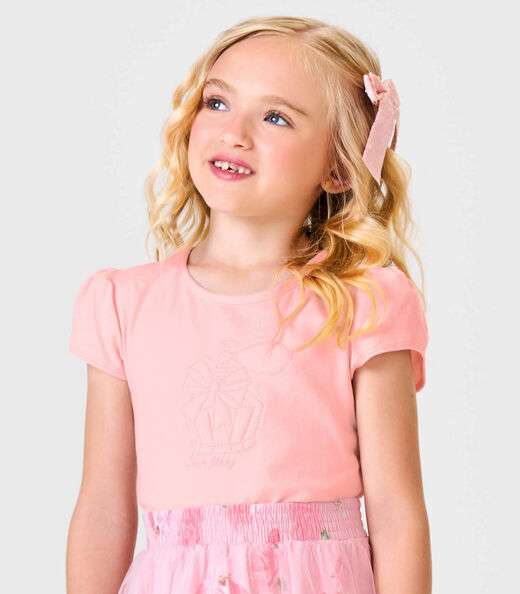 Conjunto Menina Blusa Com Saia Tule Trick Nick Rosa