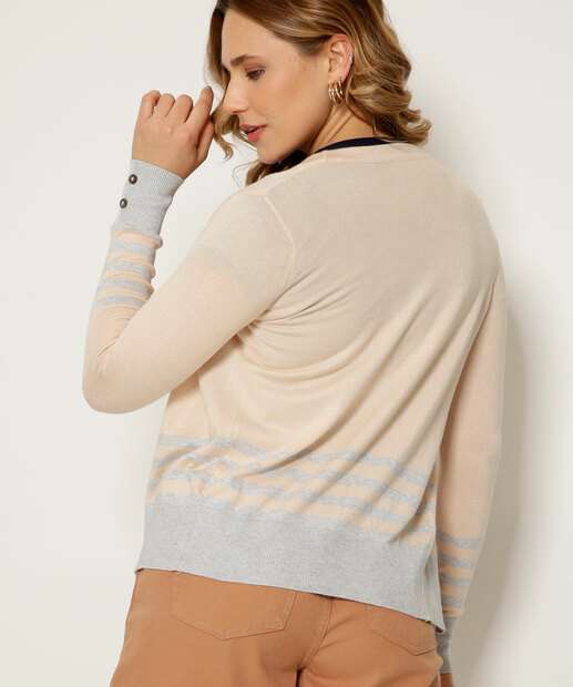 Cardigan Feminino Listras Botões Marisa