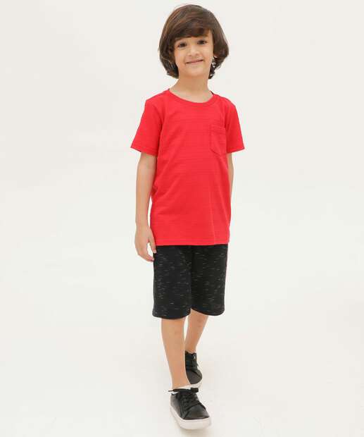 Camiseta Infantil Textura Bolso MR Tam 4 a 10