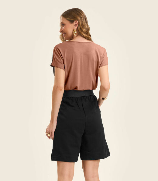 Blusa Feminina Manga Curta Rovitex Marrom