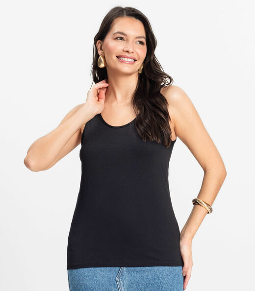 Regata Feminina Básica em Viscotorcion Rovitex Preto