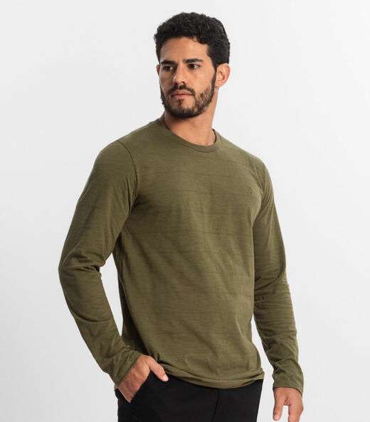 Camiseta Masculina Manga Longa Básica Diametro Verde