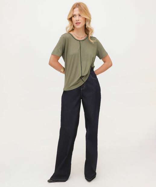 Calça Jeans Wide Leg Feminina Sawary