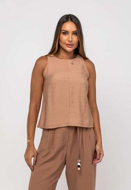 Regata Alfaiataria Com Recorte Bege Salvatore