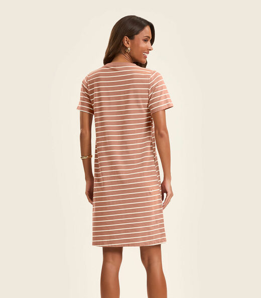 Vestido Feminino Listrado Rovitex Marrom