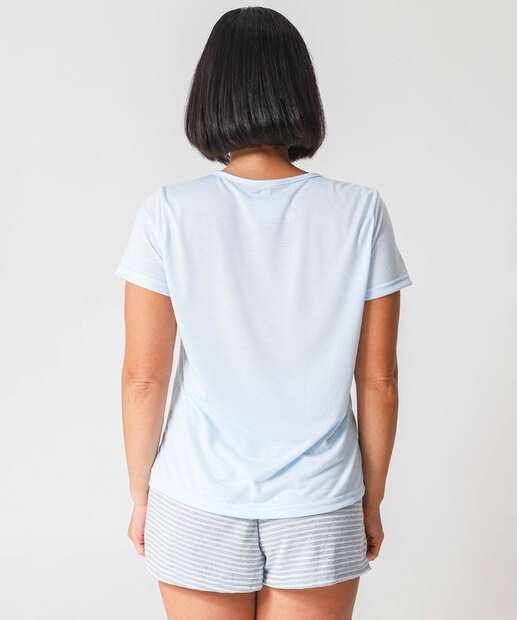 Pijama Feminino Estampa Frase Marisa Azul