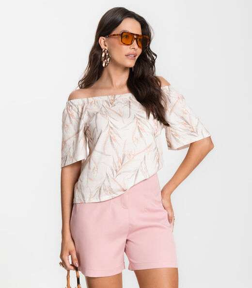 Shorts Feminino Alfaiataria Cós Reto Renaluci Rosa