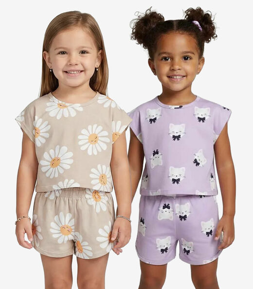 Image_Kit 2 Conjuntos Infantis Feminino Short E Blusa Select Sortido