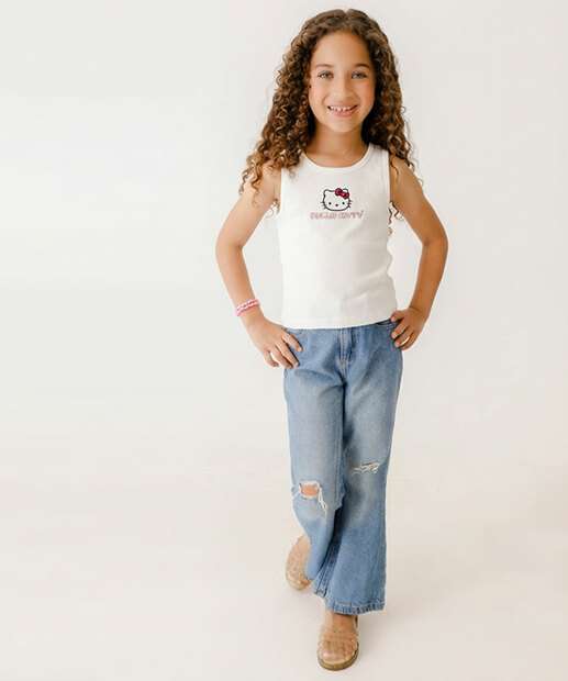 Blusa Infantil Canelada Hello Kitty Tam 4 a 10 Off White