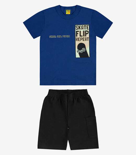 Conjunto Infantil Machão com Bermuda Rovi Kids Azul