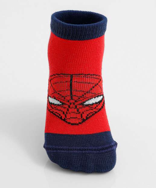 Kit 2 Meias Infantil Estampa Homem Aranha Marvel Vermelho 