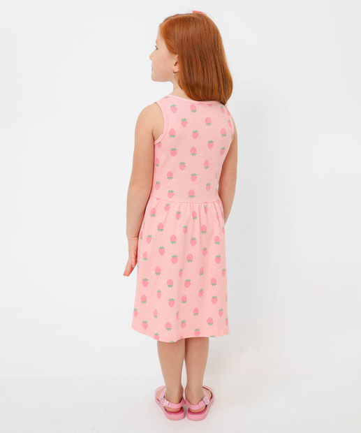 Vestido Infantil Morangos Marisa Tam 4 a 10 Rosa