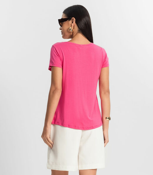 Blusa Feminina Viscotorcion Com Bolso Rovitex Rosa