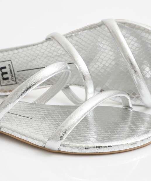 Rasteirinha Feminina Tiras Metalizada Moleca Prateado