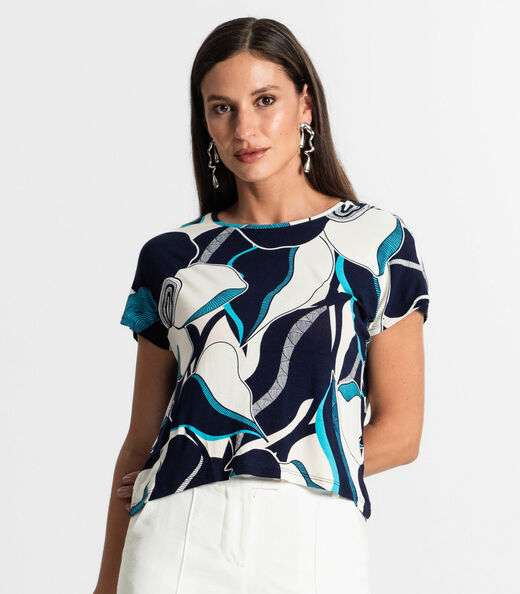 Blusa Feminina Estampada Rovitex Azul