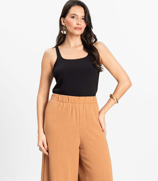 Regata em Ribana Canelada Rovitex Preto