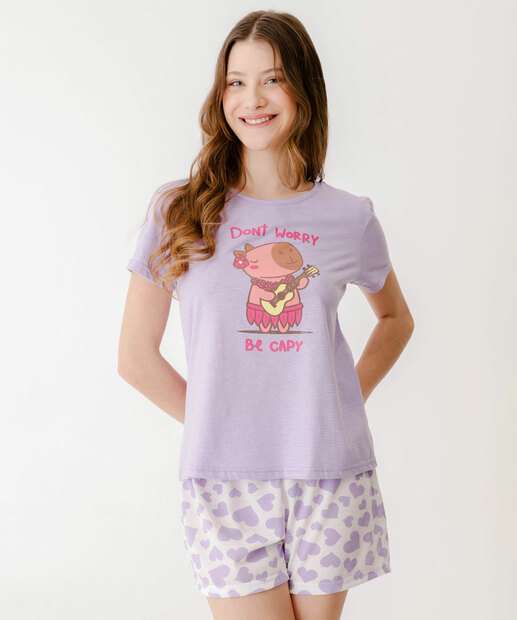 Pijama Feminino Capivara Roxo