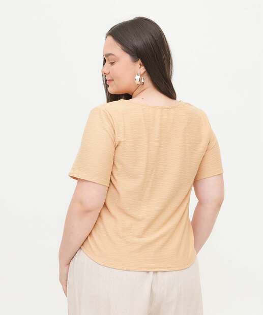 Blusa Plus Size Feminina Textura Manga Curta Marisa