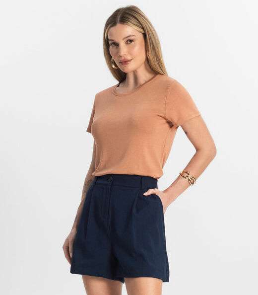Blusa Feminina Básica Visco Tricot Rovitex Marrom