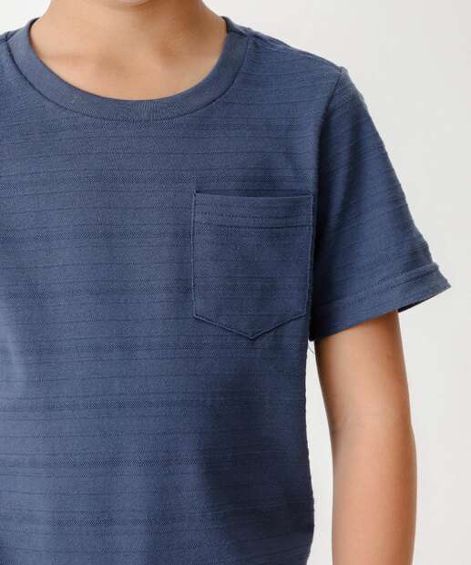 Camiseta Infantil Textura Bolso MR Tam 4 a 10