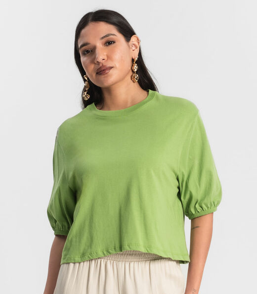 Blusa Feminina Manga Camponesa Rovitex Verde