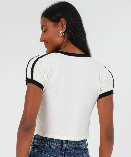 Blusa Cropped Feminina Estampa Frontal Marisa Off White