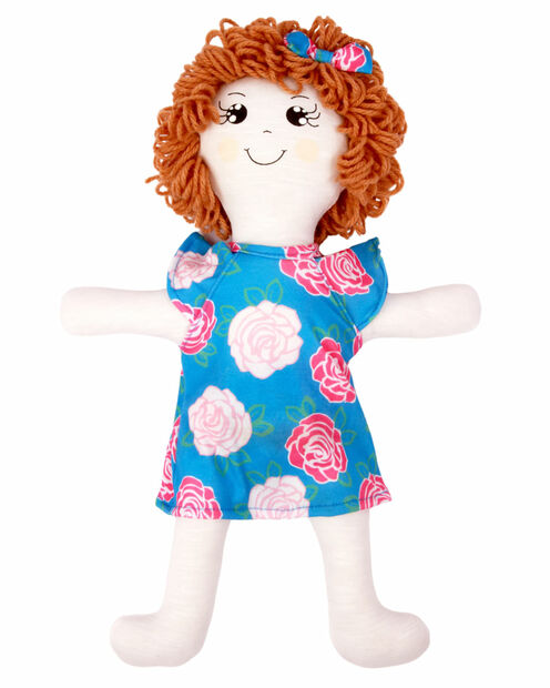 Vestido Bebe Infantil Com Boneca De Pano Kit com Faixa de Cabeça - Azul