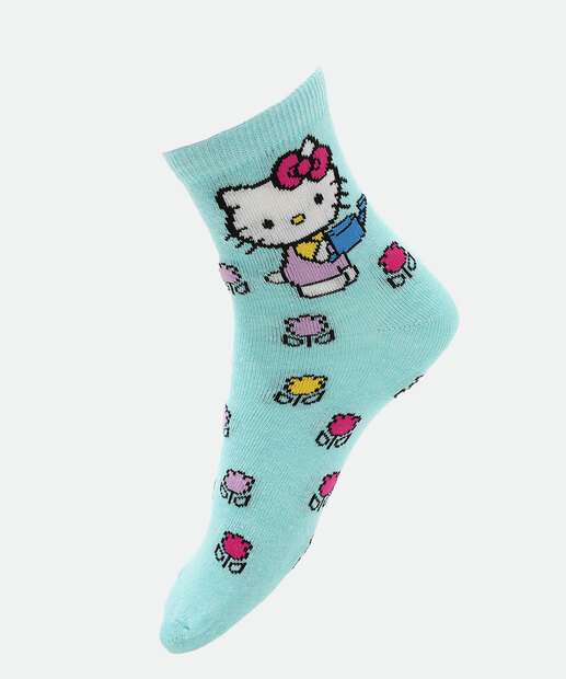 Kit 2 Meias Soquete Feminina Hello Kitty Lilás