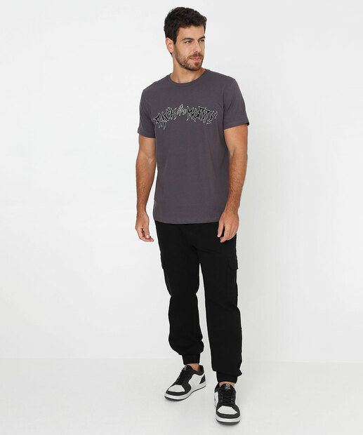 Camiseta Masculina Estampada Marisa Chumbo