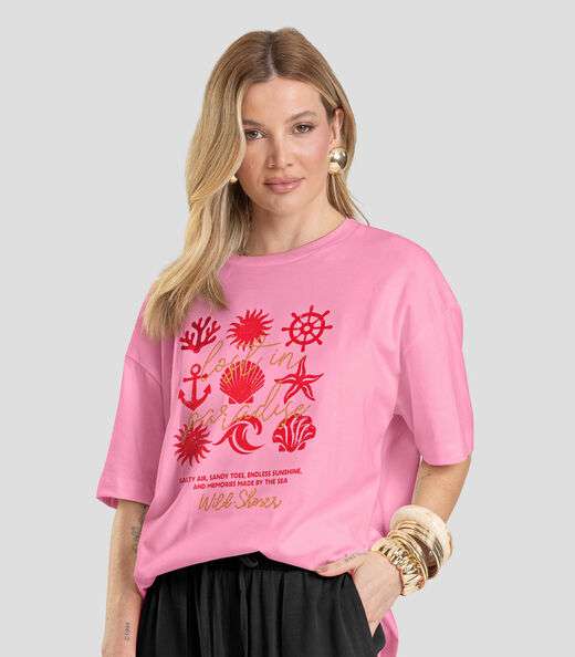 Image_T-Shirt Oversized Feminina Dianna Rosa