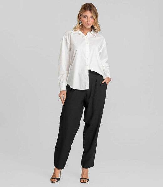 Calça Pantalona Feminina Em Alfaiataria Dianna Preto