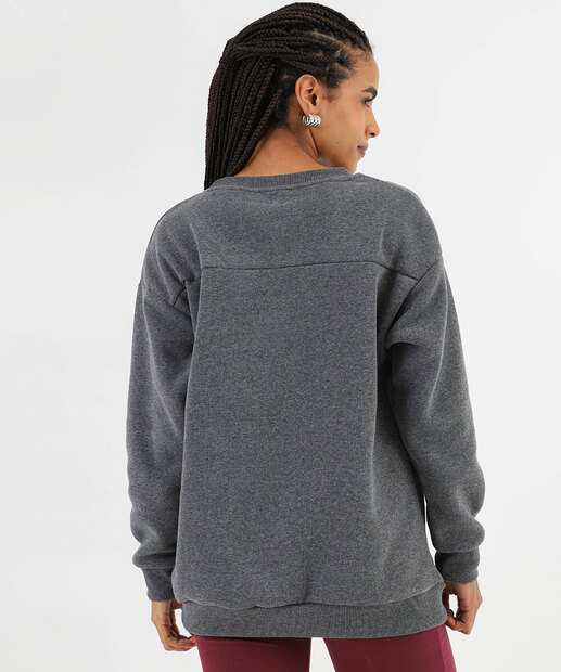 Blusão Feminino Moletom Flanelado Mickey Cinza