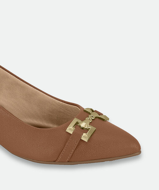 Scarpin Feminino Slingback Salto Grosso Modare Marrom