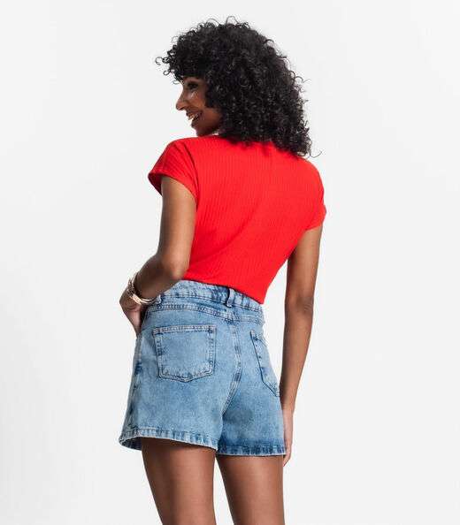 Blusa Feminina Ribana Canelada Básica Rovitex Laranja