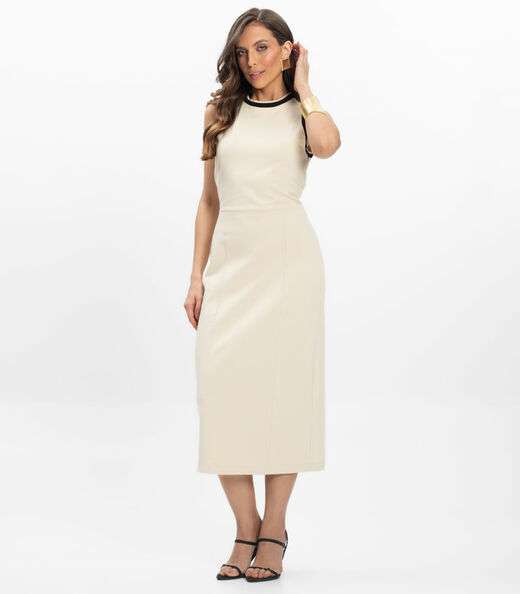 Vestido Midi Piquet Verona Feminino Endless Bege