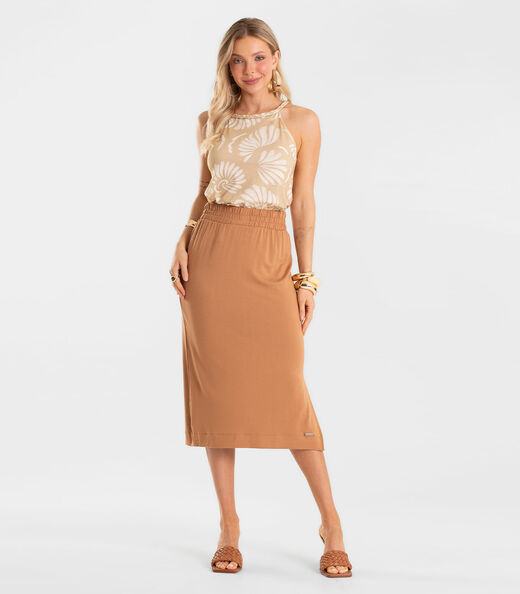 Blusa Feminina Com Alça Meia Malha Rovitex Marrom
