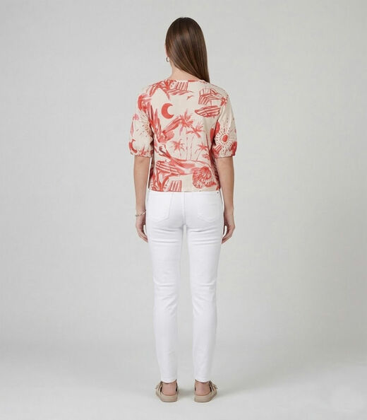 Blusa Feminina Manga Com Volume Punho Infinita Cor Bege