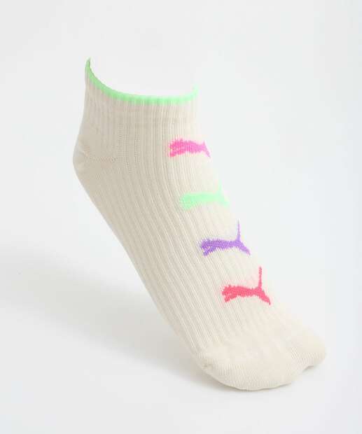 Kit 2 Pares Meias Soquete Feminina Listrada Puma 