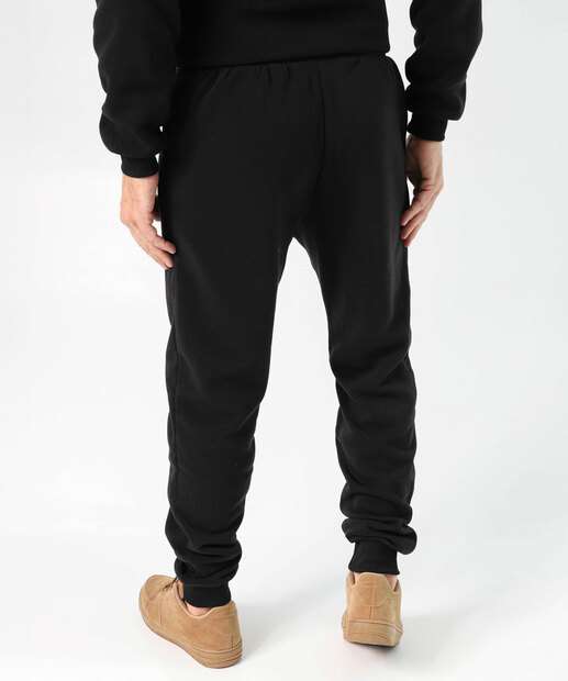 Calça Masculina Jogger Moletom Bolsos Marisa Preto