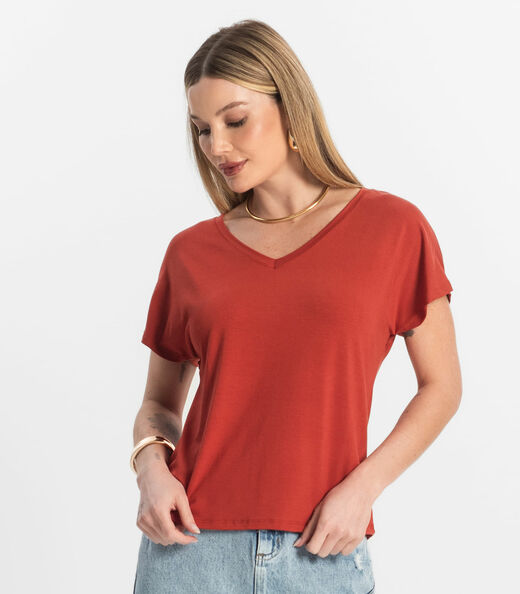 Blusa Feminina Viscotorcion Rovitex Vermelho