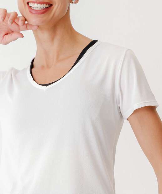 Blusa Feminina Fitness Básica Manga Curta Marisa