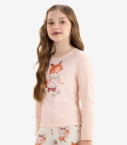 Blusa Manga Longa Cotton Rovi Kids Bege