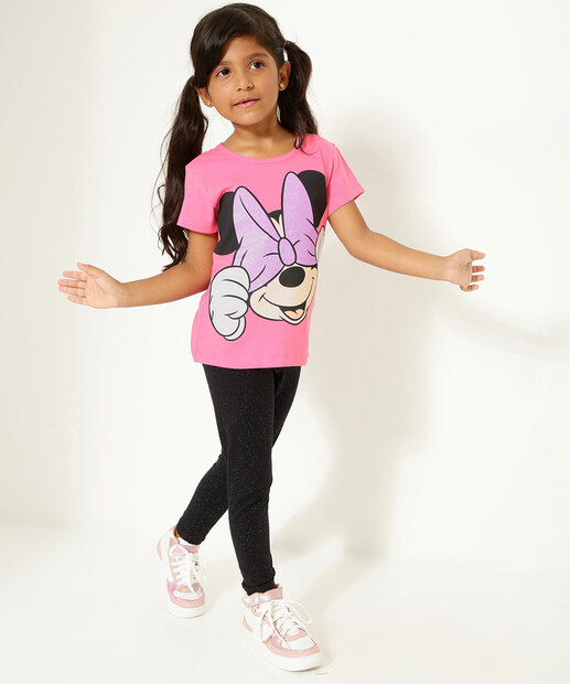 Camiseta Infantil Manga Curta Minnie Disney Tam 4 a 10 
