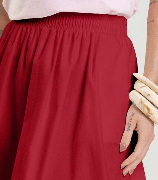 Saia Midi Feminina em Sarja Dianna Vermelho