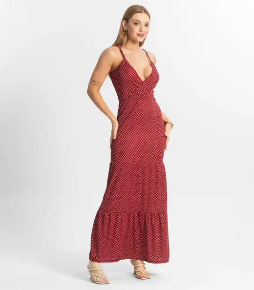 Vestido Longo Feminino Transpassado Select Vermelho