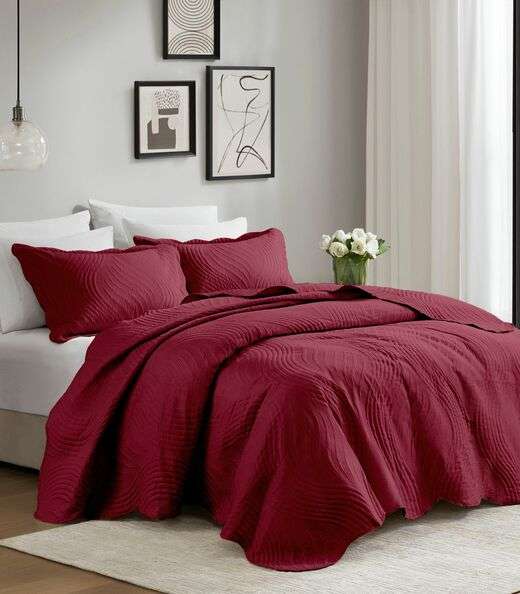 Jogo De Colcha King Milão 150 Fios Corttex Vermelho
