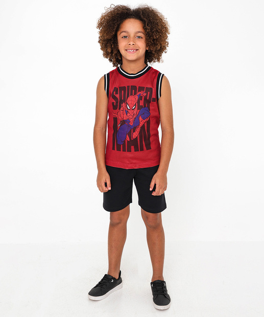 Regata Infantil Tela Homem Aranha Tam 4 a 10 Vermelho