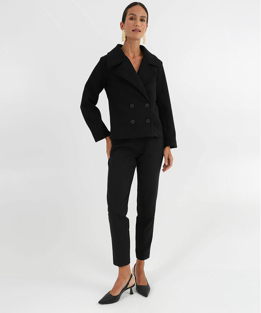 Casaco Feminino Polivelour Botões Marisa Preto